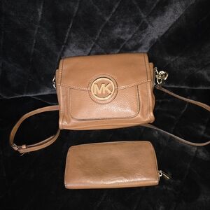 Michael Kors Tan Crossbody Bag and Wallet Set